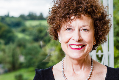 Sally Potter Psychotherapist in a black dress